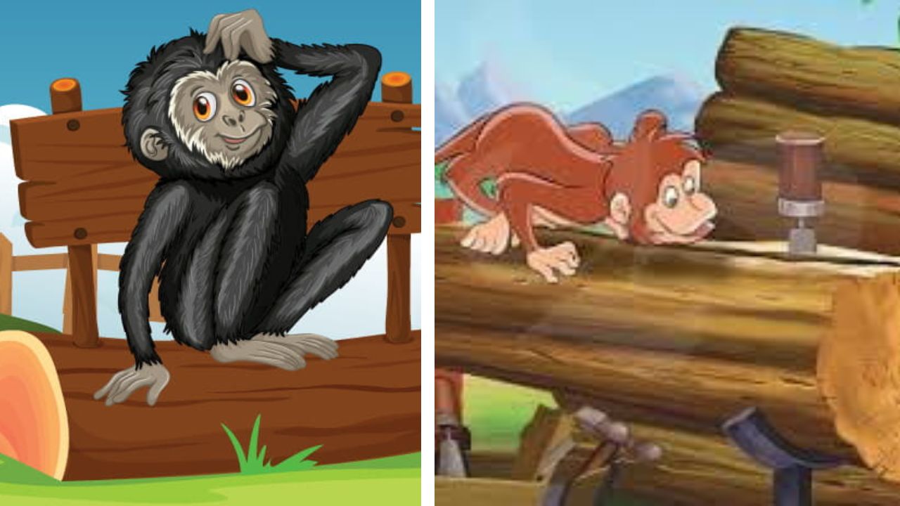 शरारती बंदर और लकड़ी के खूंटे की कहानी. 