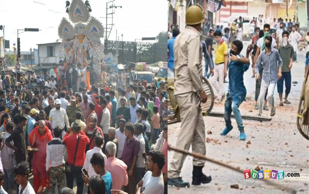 बिहार: मूर्ति विसर्जन के दौरान बवाल, पत्थरबाजी में कई लोग घायल, घर-दुकानों में की तोड़फोड़ 