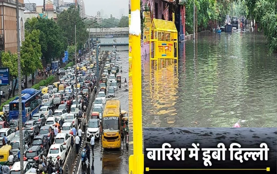 Delhi Rain Update: दिल्ली - NCR में भारी बारिश से बिगड़े हालात, सड़कों पर भरा पानी, ट्रैफिक हुआ जमा 