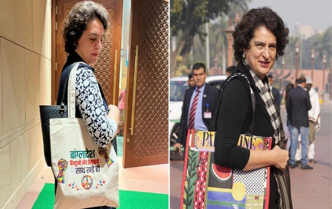 Priyanka Gandhi Bag Row: संसद में प्रियंका गांधी नए बैग के साथ आई नजर, बांग्लादेश के हिंदुओं और ईसाइयों के समर्थन में कर रही प्रदर्शन