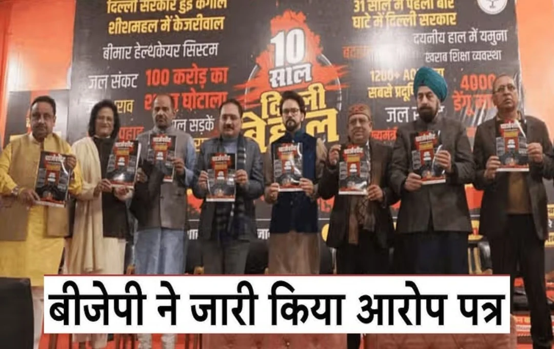 Delhi BJP Charge Sheet: भाजपा ने AAP के खिलाफ जारी किया 'आरोप पत्र', अनुराग ठाकुर में अरविंद केजरीवाल और उसकी पार्टी पर साधा निशाना