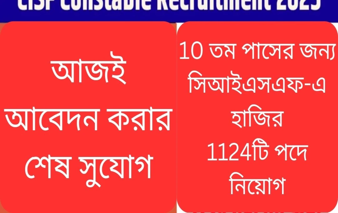 সিআইএসএফ-এ ১১২৪টি পদের জন্য চাকরির বিজ্ঞপ্তি