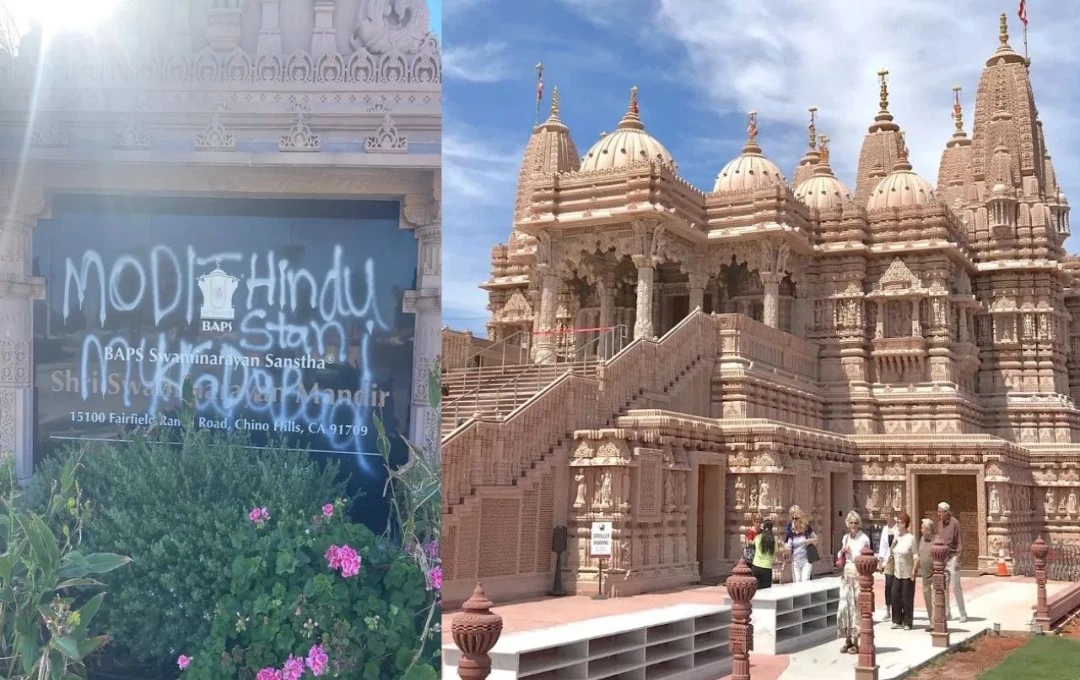 US Hindu Temple: अमेरिका में धार्मिक असहिष्णुता! हिंदू मंदिर की दीवारों पर लिखे गए नफरती नारे, हिंदू संगठनों ने जताई कड़ी नाराजगी