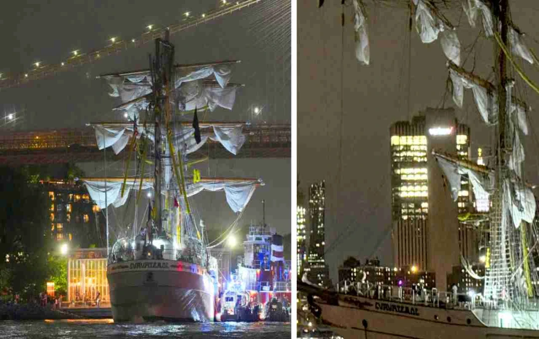 New York: ब्रुकलिन ब्रिज से टकराया मेक्सिकन नौसेना का जहाज, कई घायल