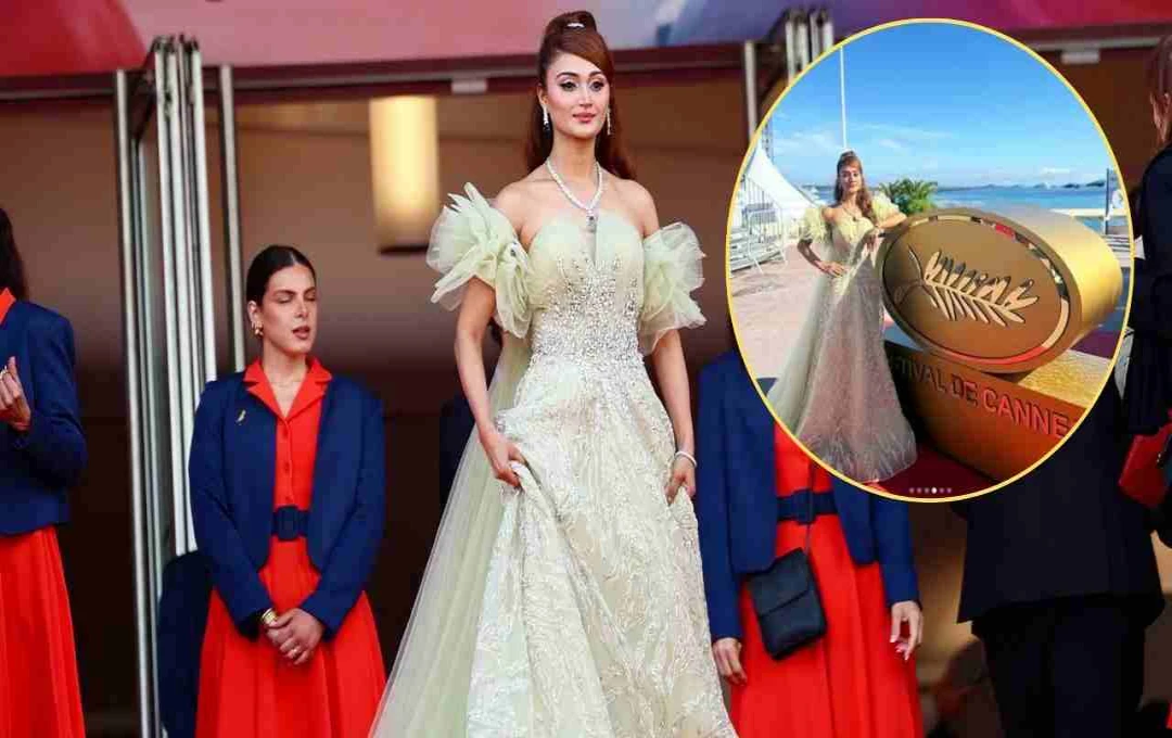 कान्स में उत्तराखंड की बेटी का जलवा: फैब्रिक वेस्ट से बने गाउन में आरुषि निशंक ने दिखाया ग्लैमर