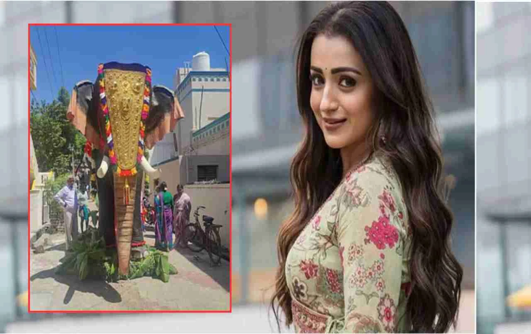 तृषा कृष्णन ने मंदिर को भेंट किया यांत्रिक हाथी, परंपरा और करुणा का अनोखा संगम