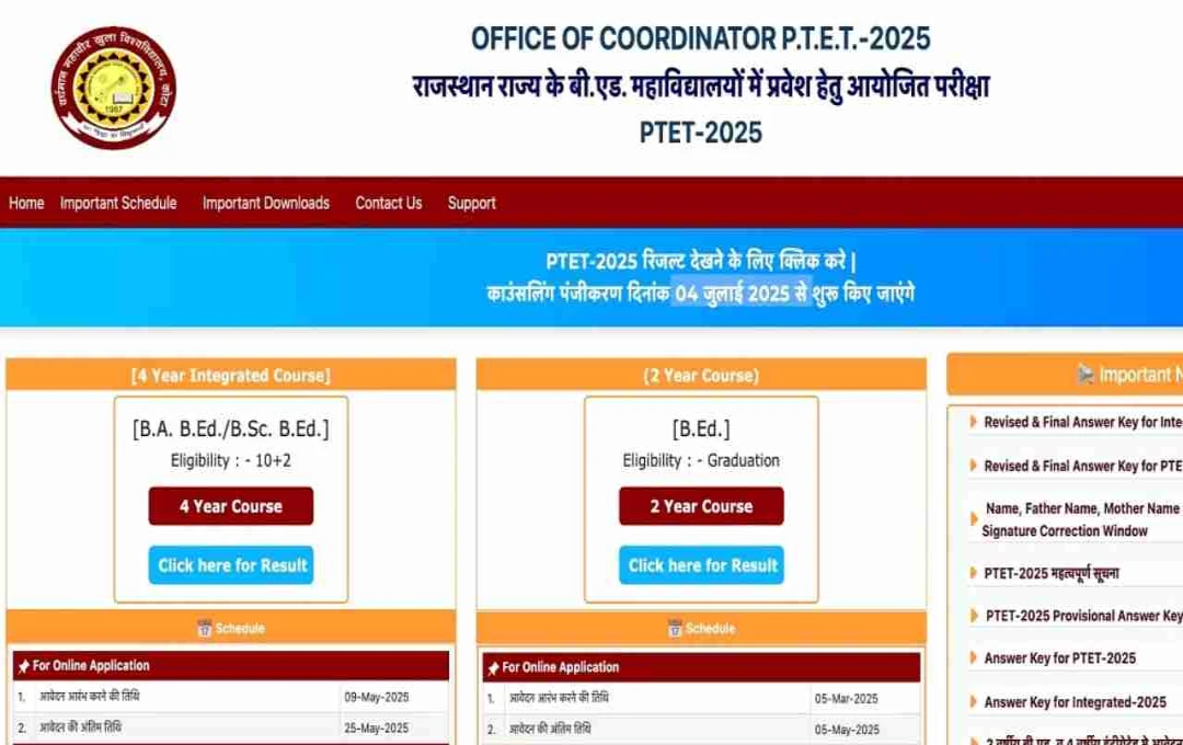 Rajasthan PTET 2025 Counseling Process Begins: Registration, Dates, and Important Information