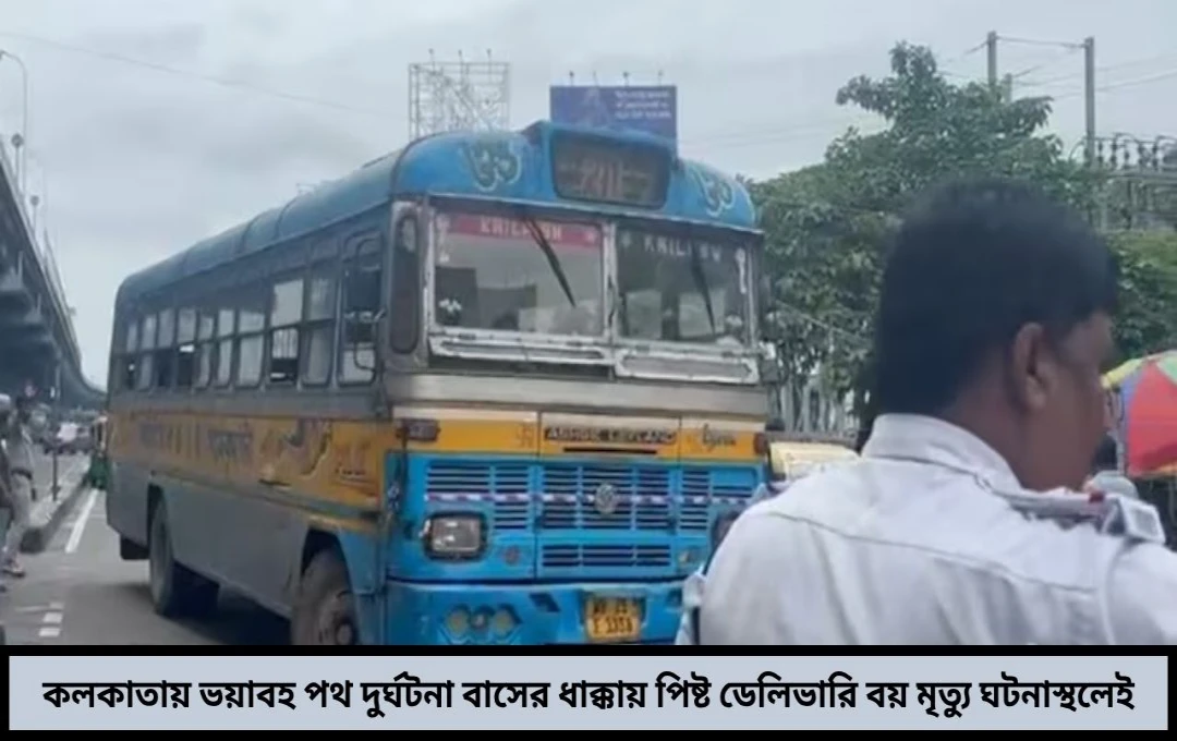 খাস কলকাতায় ভয়াবহ দুর্ঘটনা বাসের ধাক্কায় ছিটকে পড়ে পিষ্ট ডেলিভারি বয় কেঁপে উঠল কেষ্টপুর VIP রোড