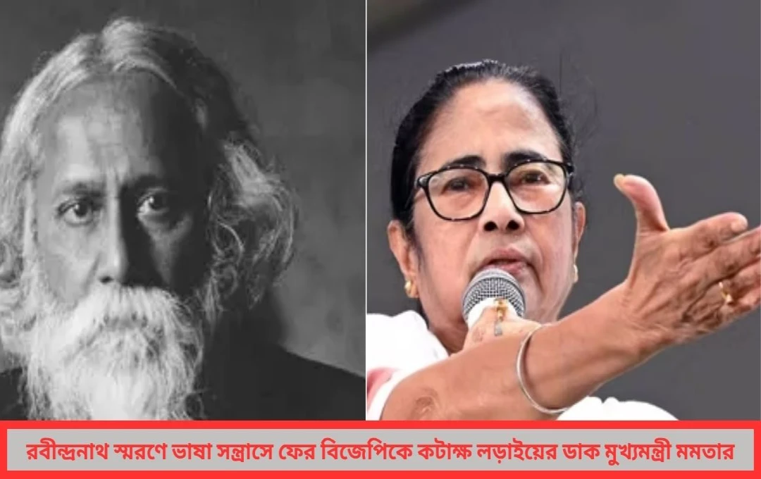 ভাষা সন্ত্রাসে ফের বিজেপিকে কটাক্ষ রবীন্দ্রনাথের প্রেরণায় লড়াইয়ের ডাক মমতার
