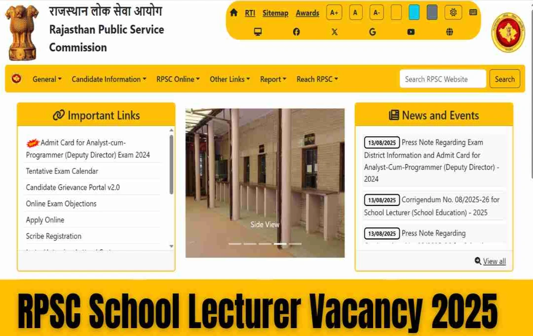 RPSC ৩২২৫টি স্কুল লেকচারার পদে নিয়োগ বিজ্ঞপ্তি ২০২৫