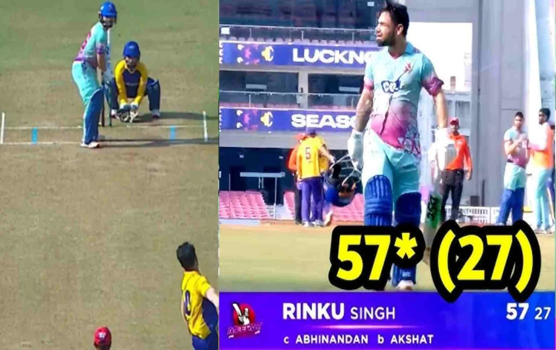 UP T20 League 2025: Rinku Singh का तूफान: लखनऊ फाल्कंस के खिलाफ 27 गेंदों में जड़ा अर्धशतक