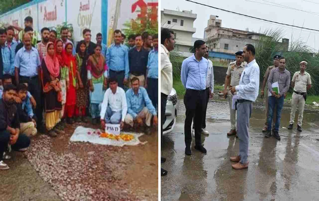 सोनीपत में जलभराव और टूटी सड़कों से ग्रामीण परेशान, PWD कार्यालय में किया प्रदर्शन