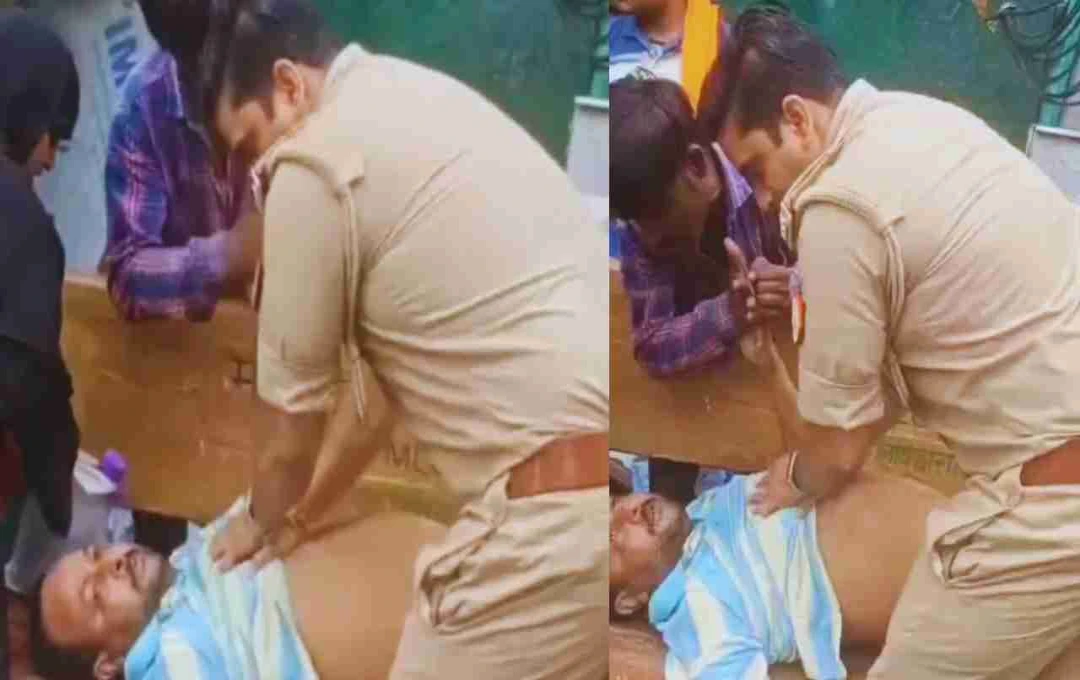 कानपुर में राहगीर को आया हार्ट अटैक, दारोगा ने CPR देकर बचाई जान, वीडियो वायरल