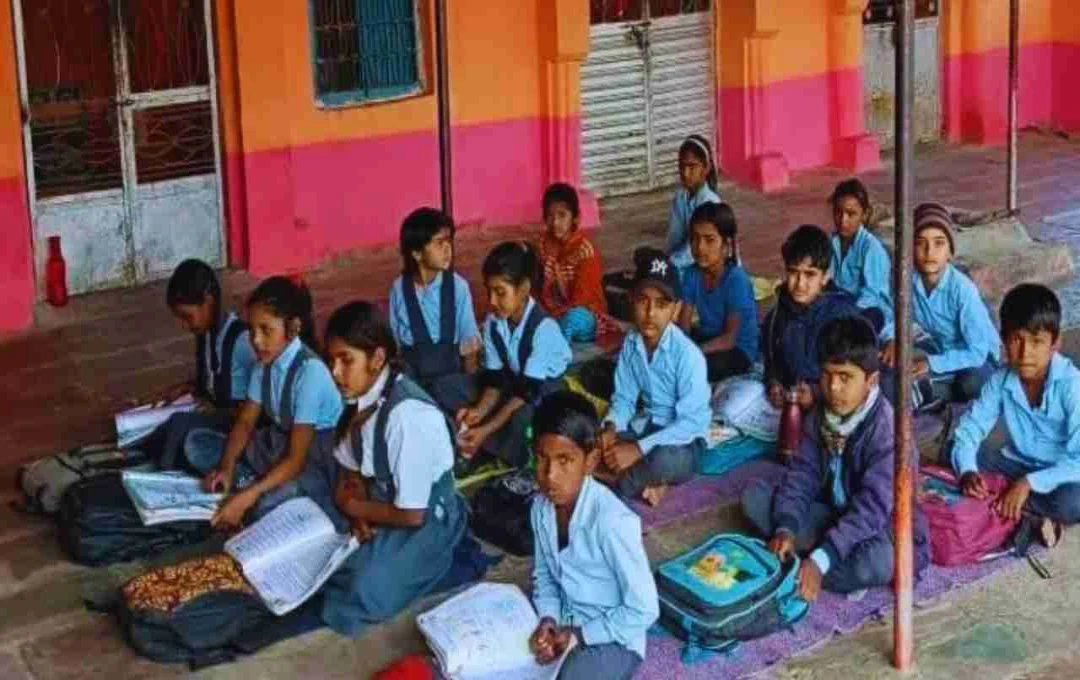 कोटा के मंडानिया गांव में जर्जर स्कूल, बच्चों की पढ़ाई के लिए मंदिर बना पाठशाला