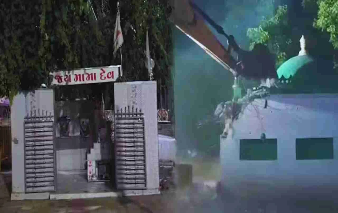 जूनागढ़ में हाईवे पर बने मंदिर और दरगाह पर चला बुलडोजर, जानिए वजह 