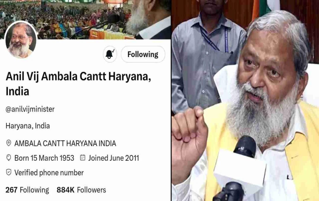 Haryana: अनिल विज ने X से हटाया मंत्री टैग, राजनीतिक गलियारों में बढ़ी हलचल, जानिए पूरा मामला