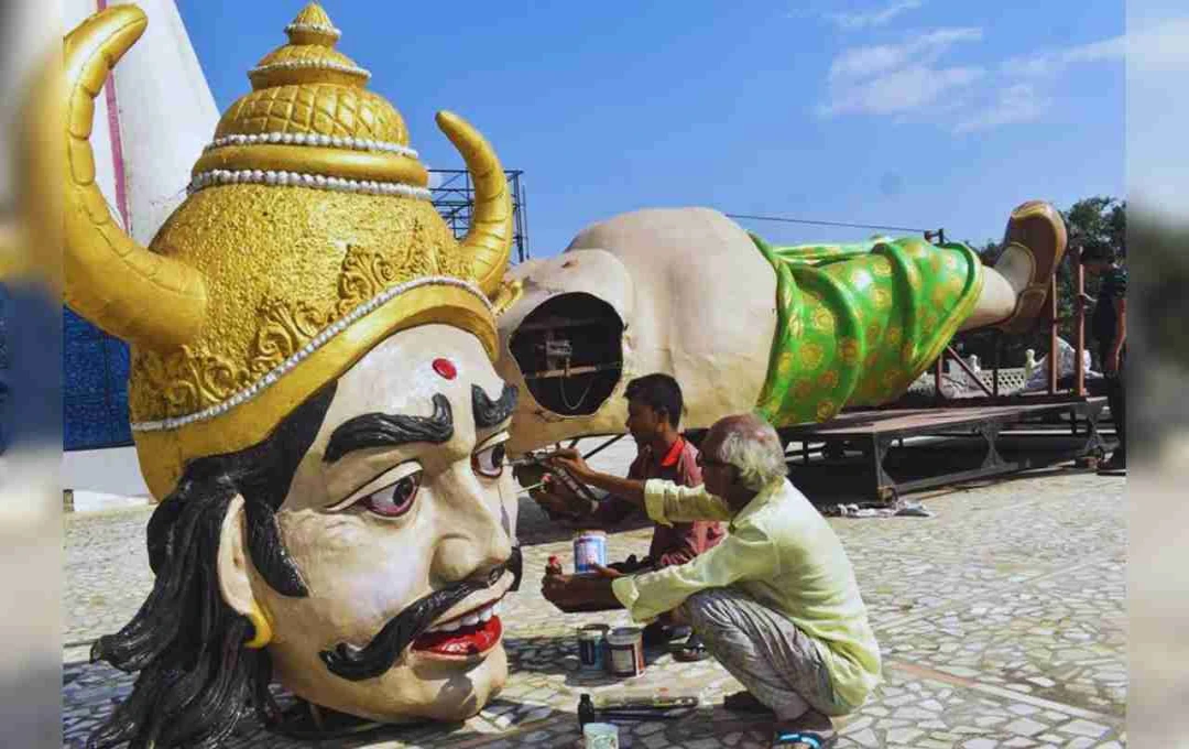 अयोध्या में 240 फीट ऊंचा रावण तैयार, दहन पर सुरक्षा कारणों से लगा बैन