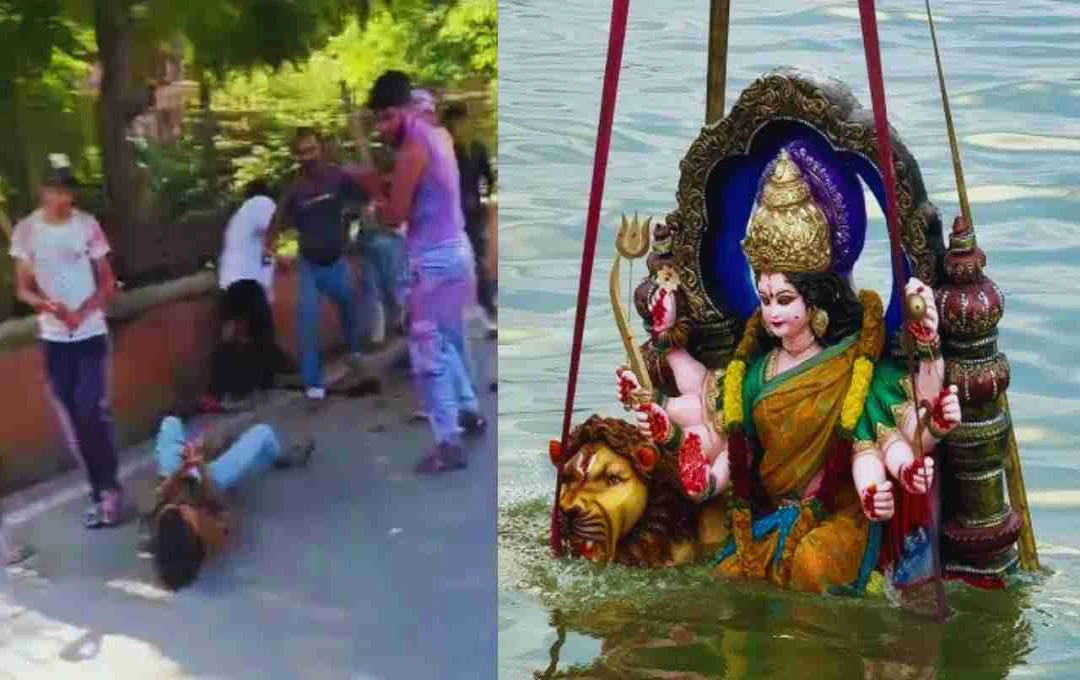 Violent Clash Erupts During Durga Idol Immersion in Agra, Several Injured