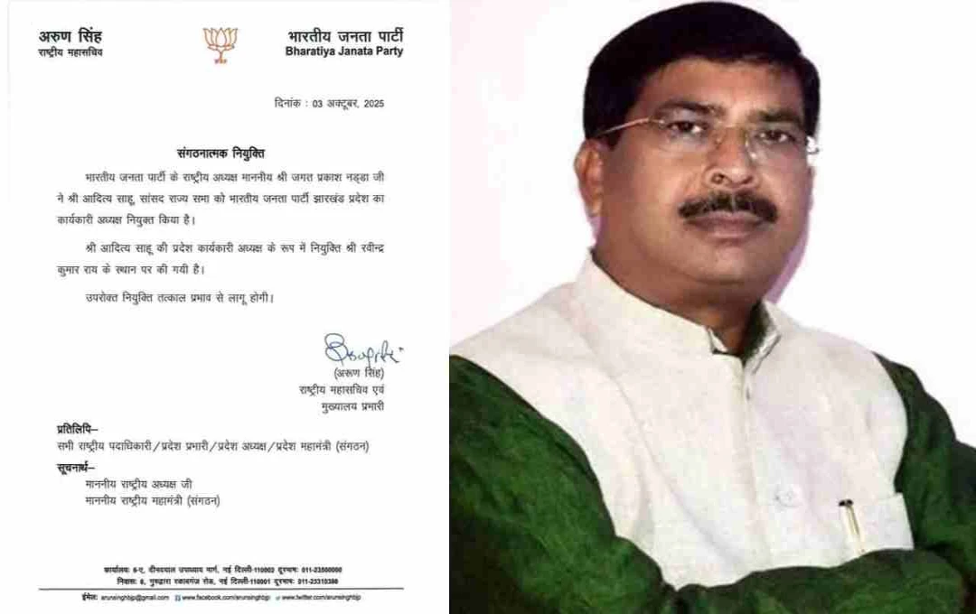 झारखंड भाजपा में बड़ा बदलाव; आदित्य साहू बने प्रदेश कार्यकारी अध्यक्ष
