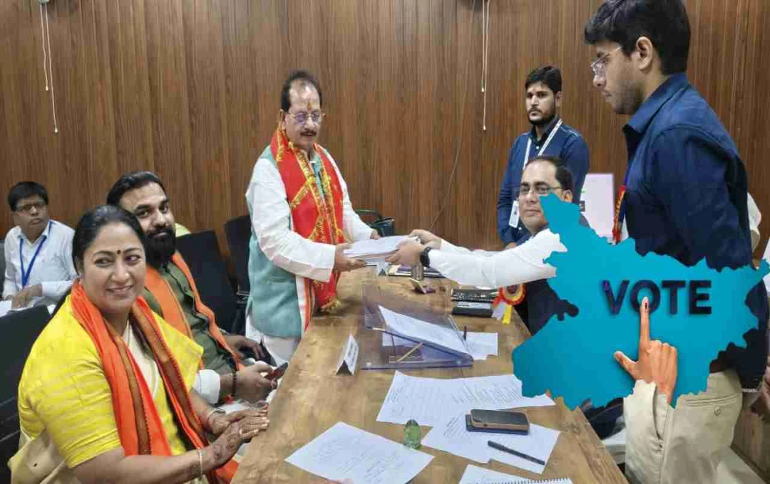 विजय सिन्हा ने लखीसराय से दाखिल किया नामांकन, दिल्ली CM रेखा गुप्ता ने जताया विकास और NDA पर भरोसा