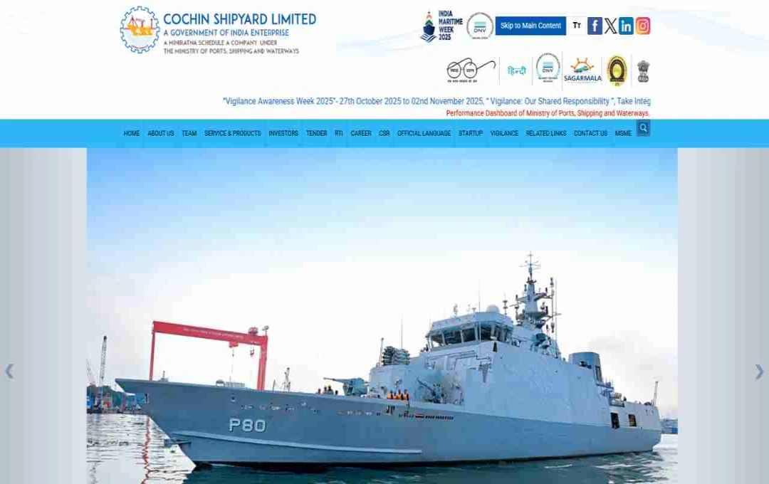 கொச்சின் ஷிப்யார்டில் 300 அப்ரண்டிஸ்ஷிப் பணியிடங்கள்: ரூ.11,000 உதவித்தொகையுடன் பயிற்சி!