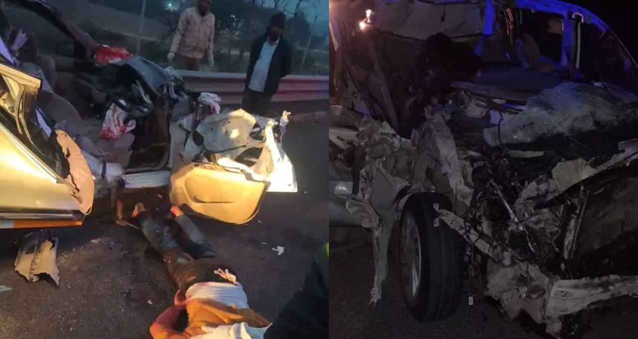 दौसा में दिल्ली-मुंबई एक्सप्रेसवे पर तेज रफ्तार कार ट्रक में घुसी, चार श्रद्धालुओं की मौत