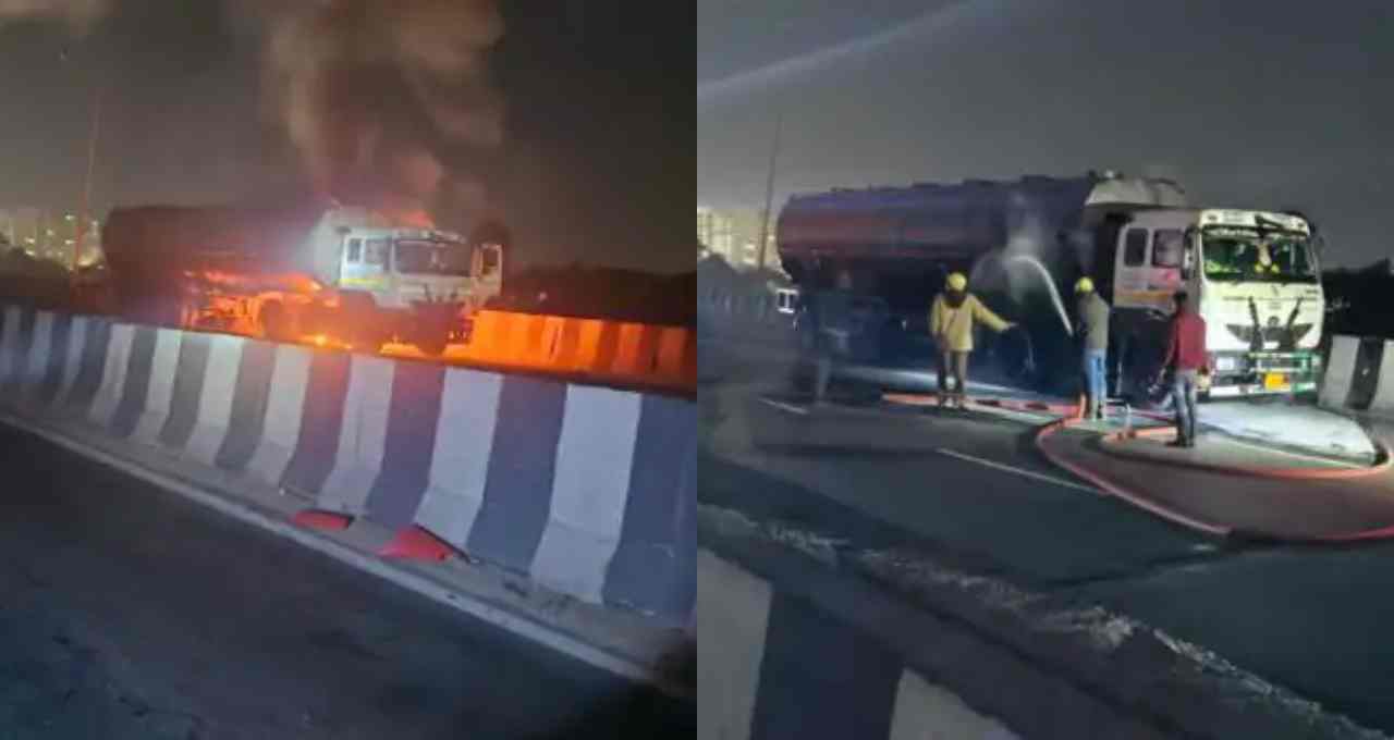 रामचन्द्रपुरा पुलिया पर 30 हजार लीटर केमिकल से भरे चलते ट्रक में लगी आग