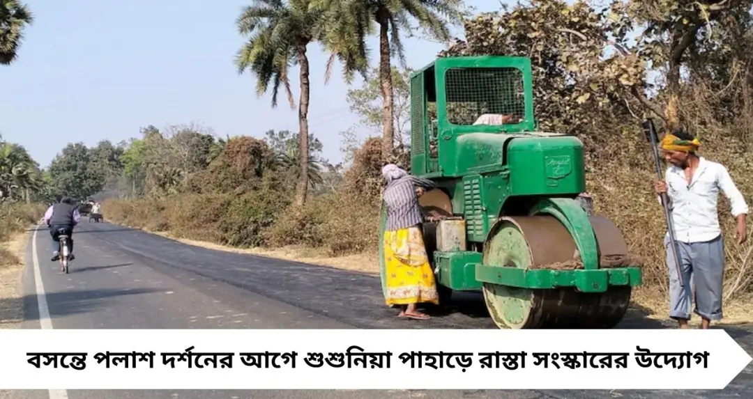 লাল পলাশে আগুন রঙ, নতুন রাস্তায় স্বস্তি—বসন্তের আগে সেজে উঠছে শুশুনিয়া পাহাড়