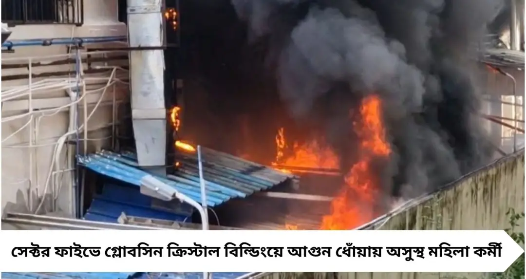 সেক্টর ফাইভের গ্লোবসিন ক্রিস্টাল বিল্ডিংয়ে আগুন, ধোঁয়ায় অসুস্থ মহিলা কর্মী

