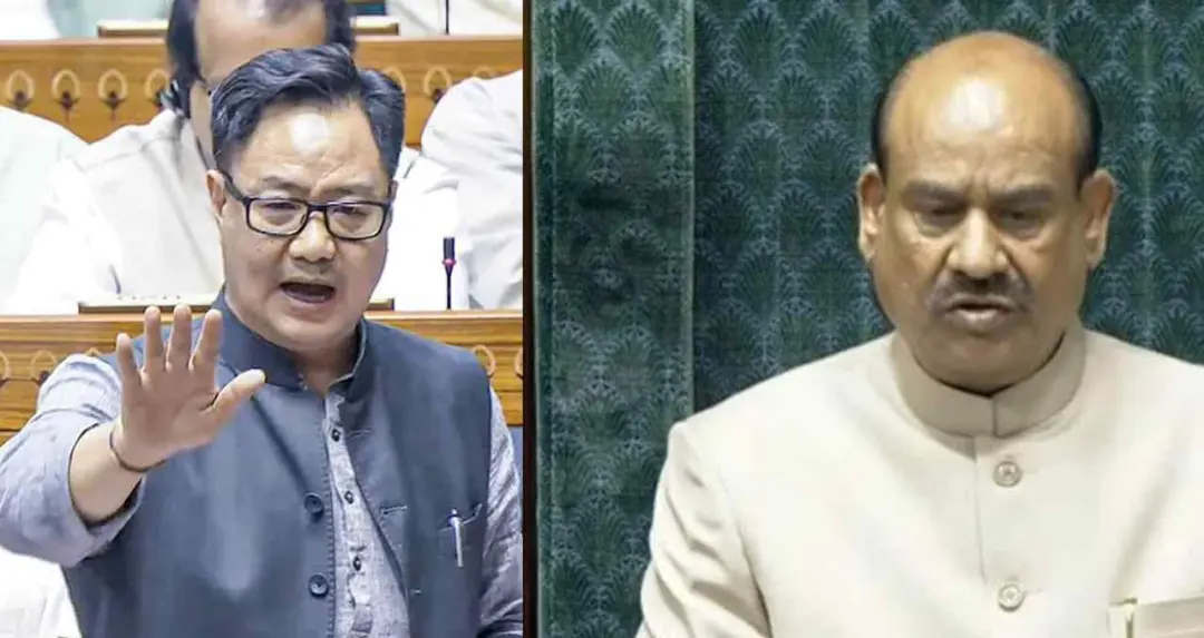 Om Birla के खिलाफ अविश्वास प्रस्ताव पर रिजिजू का पलटवार, संसद में नियमों का दिया हवाला