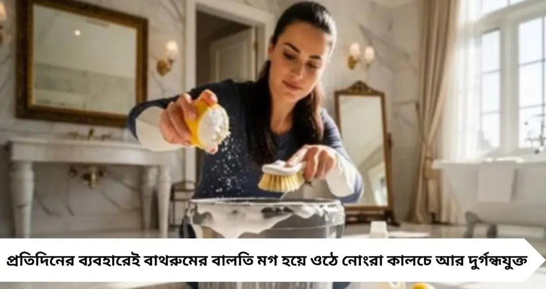 Bathroom Cleaning Tips: ১ চিমটে সাদা গুঁড়োতেই ঝকঝকে বালতি-মগ! চটচটে দাগ যাবে মুহূর্তে
