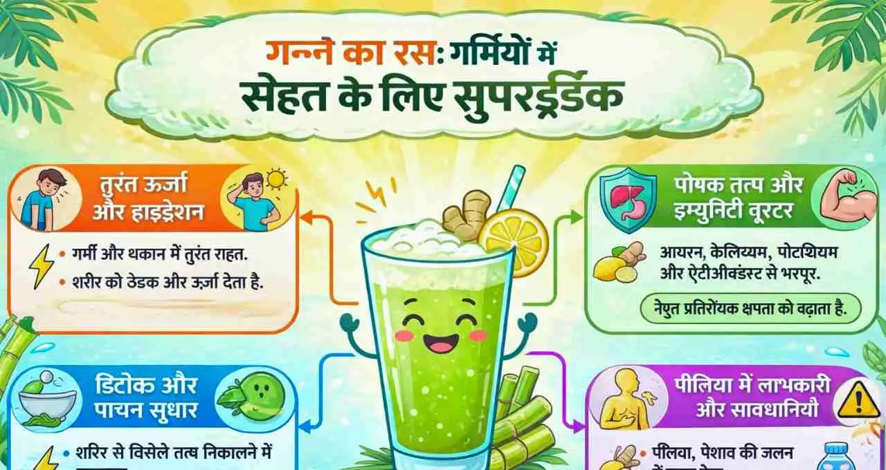 गर्मियों में गन्ने का रस बना हेल्दी सुपरड्रिंक, इम्युनिटी बढ़ाने और डिटॉक्स में कारगर