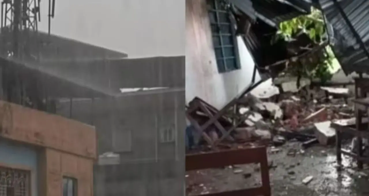 ভোটের আগে ঝড়ের ধাক্কা! আলিপুরদুয়ার-এ কালবৈশাখীর তাণ্ডবে ভেঙে পড়ল ভোটকেন্দ্র
