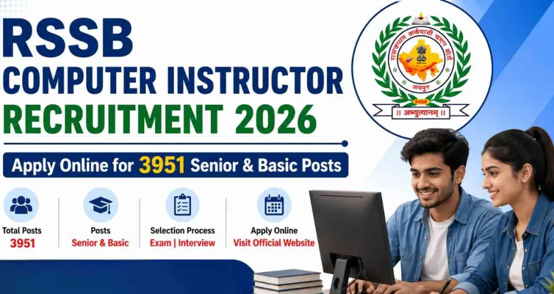 RSSB Computer Instructor भर्ती 2026 के आवेदन शुरू | Subkuz