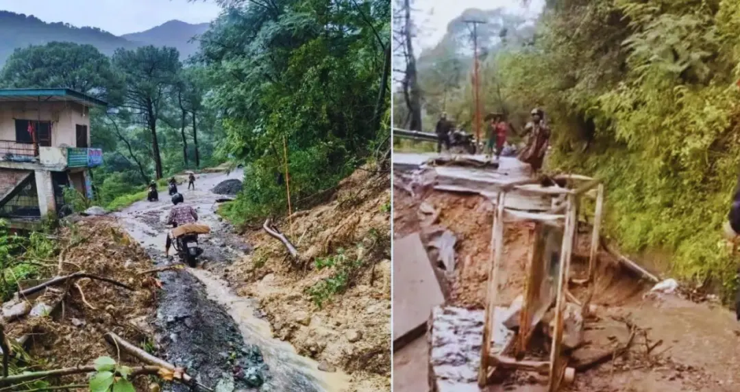 हिमाचल में भारी बारिश का कहर: धर्मशाला बस अड्डे के पास भूस्खलन, बहुमंजिला इमारतें और कांगड़ा कला संग्रहालय खतरे में