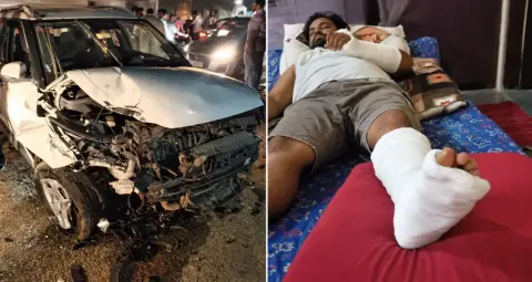 आमेर में रॉन्ग-साइड कार का कहर, कई वाहनों को टक्कर के बाद ड्राइवर फरार