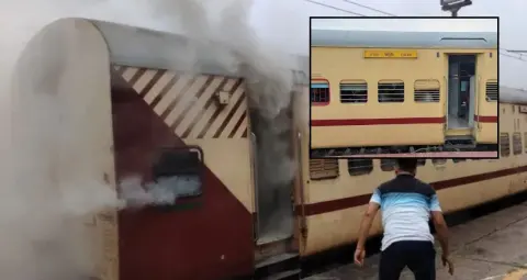 कोडरमा स्टेशन पर पैसेंजर ट्रेन की आखिरी बोगी में लगी आग, शॉर्ट सर्किट की आशंका