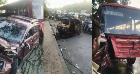 नवी मुंबई में ब्रेक फेल होने से बेकाबू ST बस ने 6 वाहनों को मारी टक्कर, 9 लोग घायल