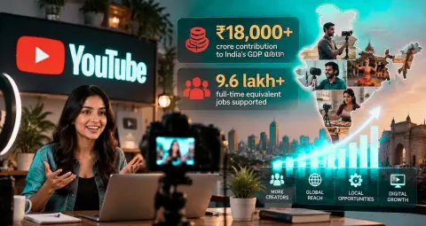 YouTube Economy: भारत की GDP में 18,000 करोड़ रुपये से ज्यादा का योगदान, 9.6 लाख को मिला रोजगार