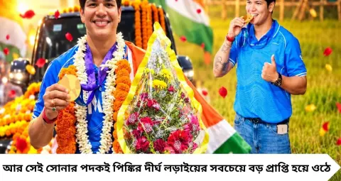 শৈশবেই বাবাকে হারানো, থিয়েটার করে সংসার চালিয়েছেন মা! ১৮ বছরের লড়াই শেষে এশিয়ান গেমসে সোনা রানাঘাটের পিঙ্কির

