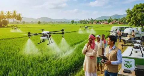हजारीबाग में Drone Farming की शुरुआत, 3 प्रखंडों के खेतों में कीटनाशक और तरल उर्वरक का होगा छिड़काव