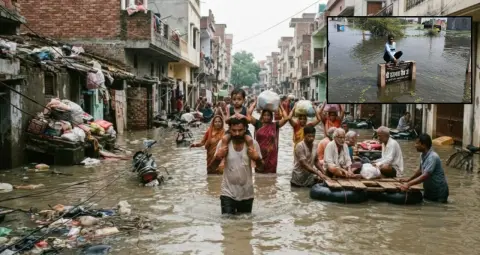 लखनऊ में भीषण बाढ़ से 40 हजार घरों में पानी, 3 लाख लोग प्रभावित,10 नदियां उफान पर