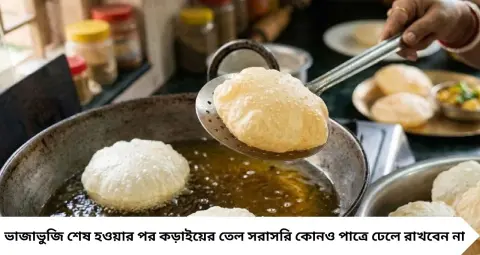 ভাজাভুজির পর কড়াইয়ে বেঁচে যাওয়া তেল ফেলবেন না! এই কৌশলে পোড়া গন্ধ কমিয়ে ফের ব্যবহার করতে পারবেন