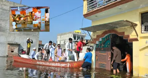 लखनऊ में बाढ़ का कहर, 6 दोस्त तेज बहाव में बहे, एक की मौत, मंदिरों में भरा पानी