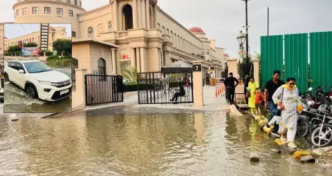 लखनऊ में गोमती का जलस्तर बढ़ा, पलासियो मॉल तक पहुंचा पानी, IIIT बंद, बैकुंठ धाम भी जलमग्न