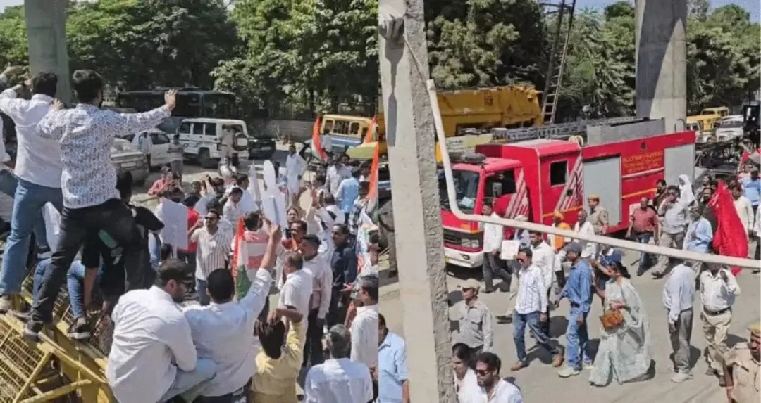 उदयपुर में SIR के विरोध में कांग्रेस का मार्च, बैरिकेड पर चढ़े कार्यकर्ता
