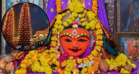 उज्जैन के हरसिद्धि मंदिर में नवरात्रि पर उमड़े श्रद्धालु, राजा विक्रमादित्य की आराध्य देवी के दरबार में विशेष पूजा