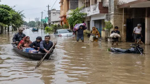 लखनऊ में बाढ़ का संकट: 40 हजार घरों में पानी, सड़कें बनीं नहर; कारें-बाइकें डूबीं, राशन खराब होने से परिवारों की बढ़ी परेशानी