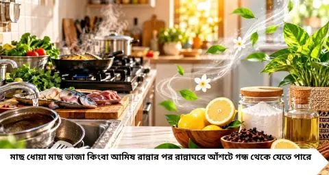 মাছ ভাজার পর রান্নাঘরে আঁশটে গন্ধে টেকা দায়? দামি স্প্রে নয়, এই ৫ সহজ উপায়েই সতেজ রাখুন হেঁশেল
