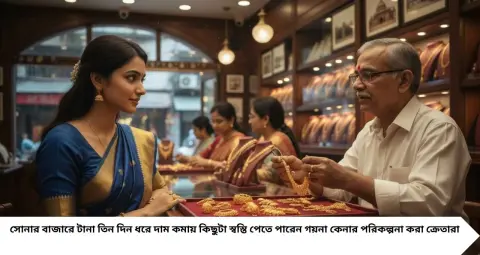 Gold Price Today: টানা ৩ দিন কমল সোনার দাম! ১০ গ্রামে ১,২৭২ টাকা পতন, সস্তা হল রুপোও—কত দাঁড়াল নতুন দর?
